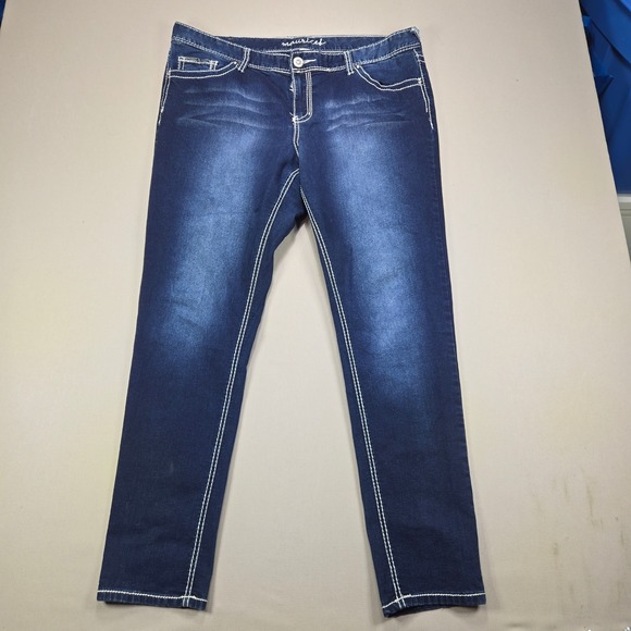 Maurices Denim - Maurices Jeans Dark Wash Contrast Stitch Sequin Pocket Blue Womens 20 REG